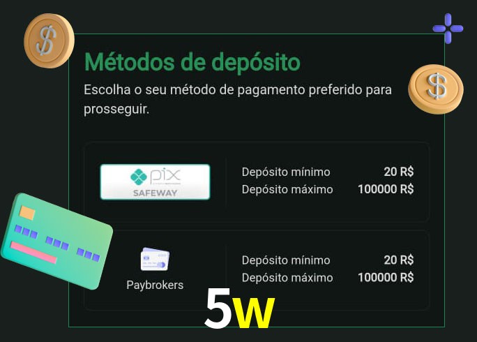 O cassino 5w oferece uma grande variedade de métodos de pagamento